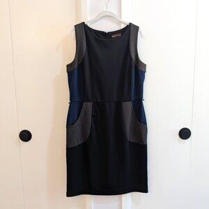 Dana Buchman Color Block Fitted Dress Black/Navy/Gray Size 12